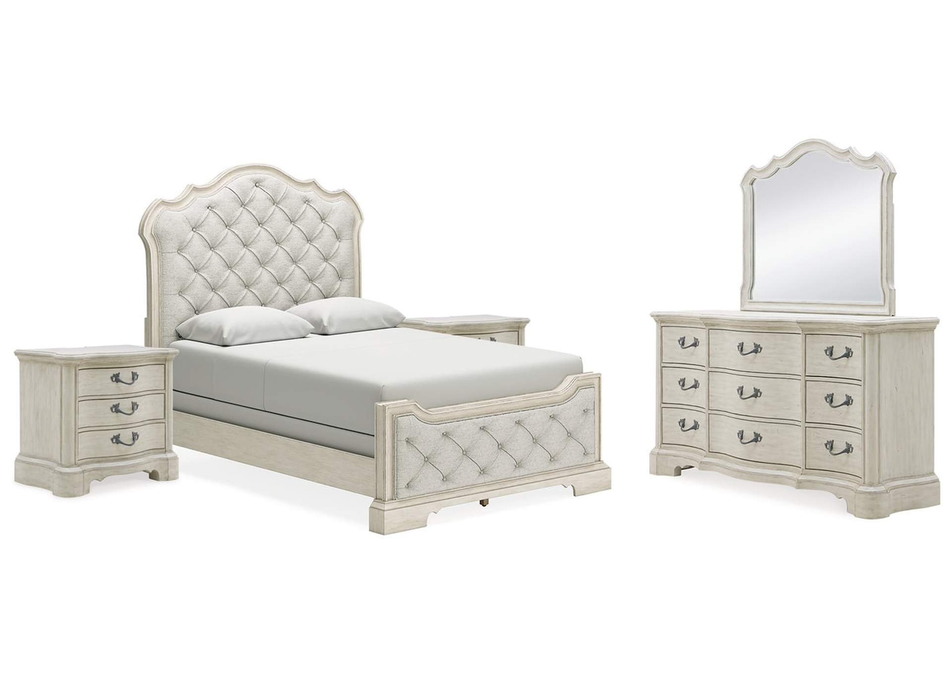 Arlendyne Queen Upholstered Bed with Mirrored Dresser and 2 Nightstands,Signature Design By Ashley