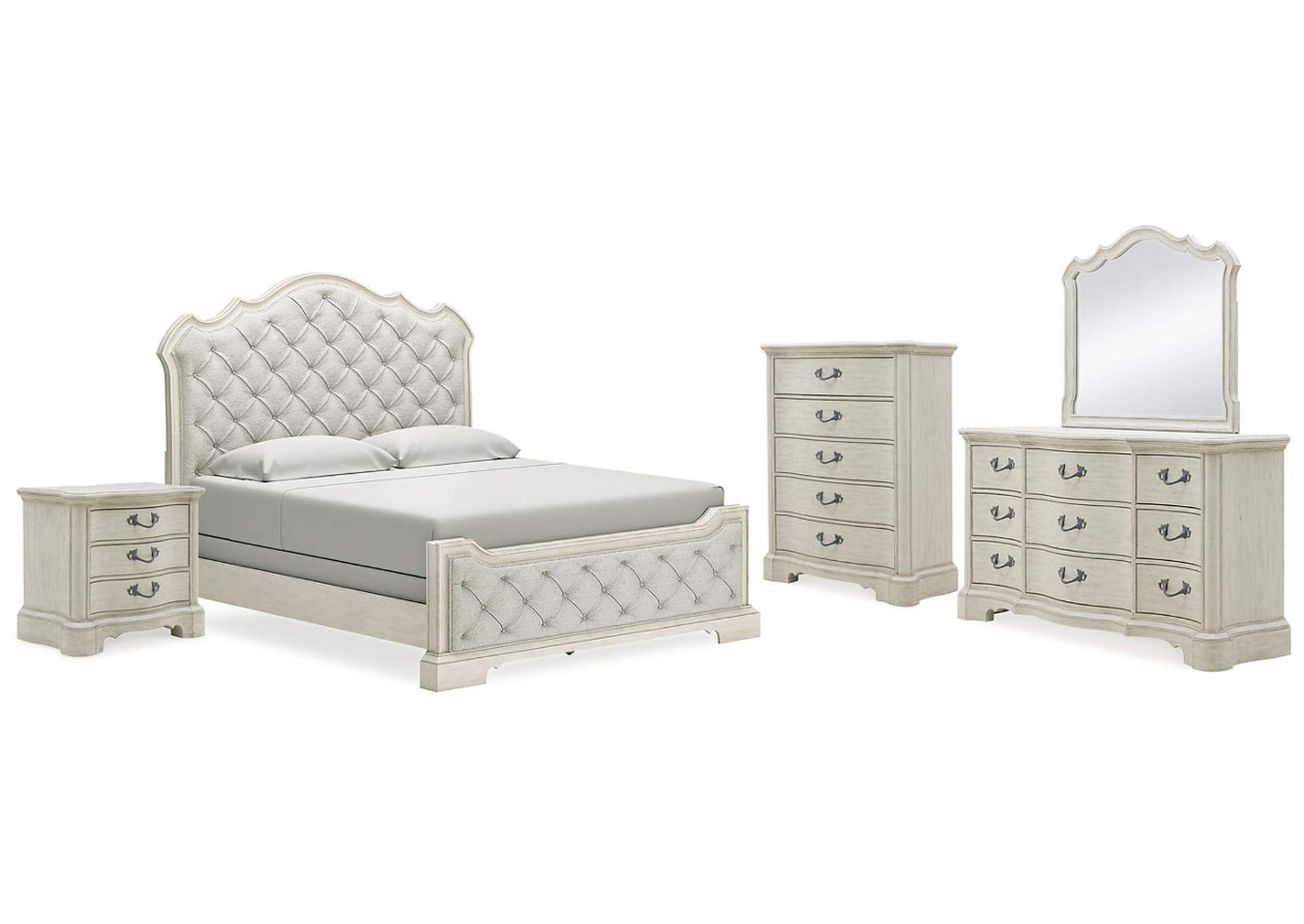 Arlendyne California King Upholstered Bed with Mirrored Dresser, Chest and Nightstand,Signature Design By Ashley