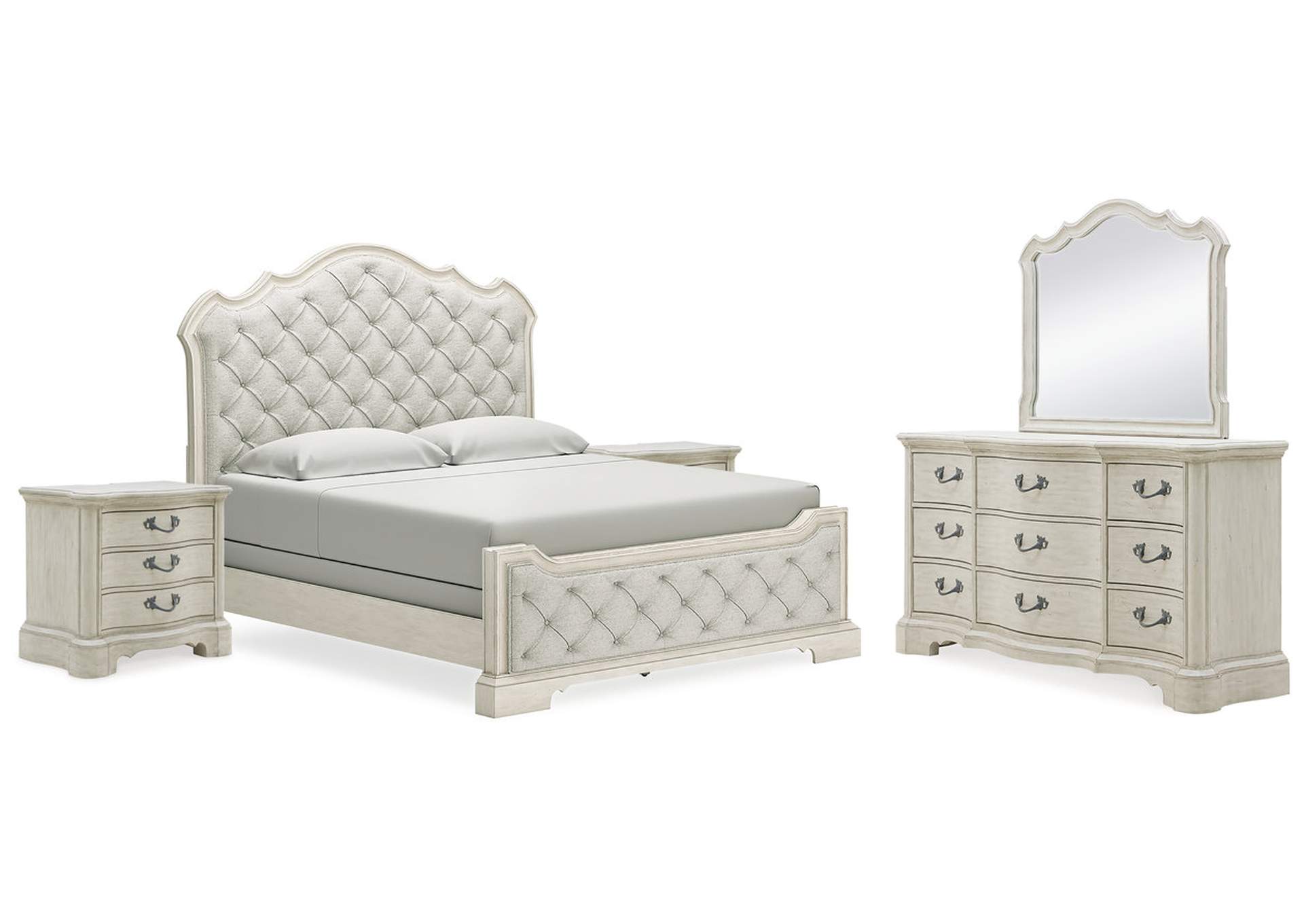 Arlendyne California King Upholstered Bed with Mirrored Dresser and 2 Nightstands,Signature Design By Ashley