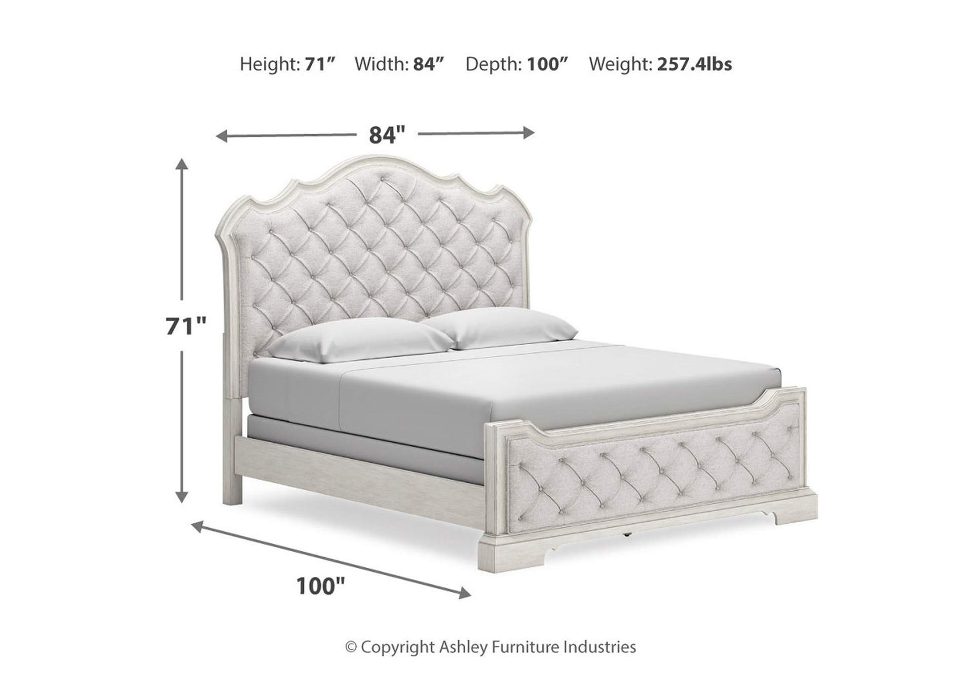 Arlendyne California King Upholstered Bed with Mirrored Dresser and Nightstand,Signature Design By Ashley