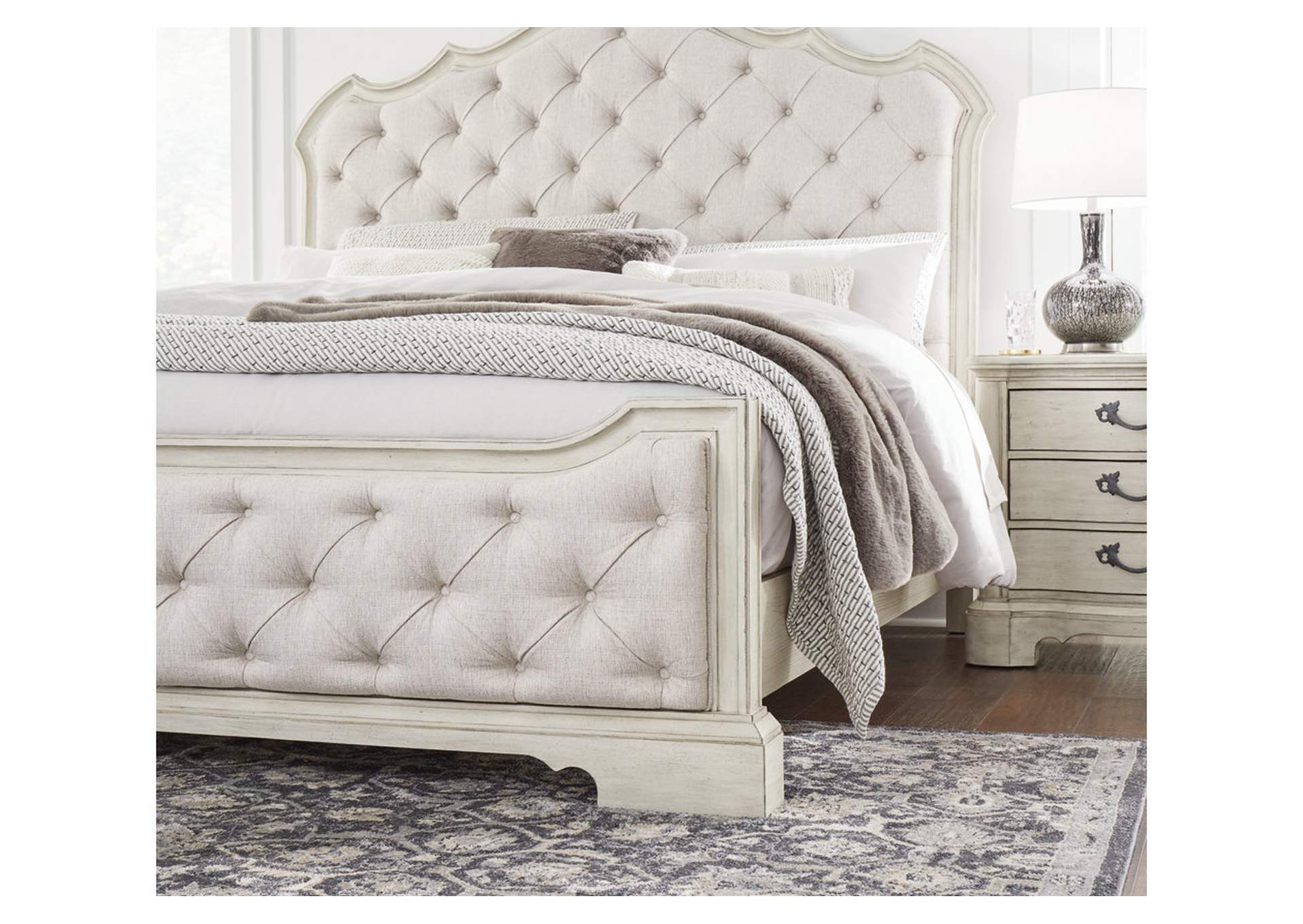 Arlendyne California King Upholstered Bed with Mirrored Dresser, Chest and Nightstand,Signature Design By Ashley