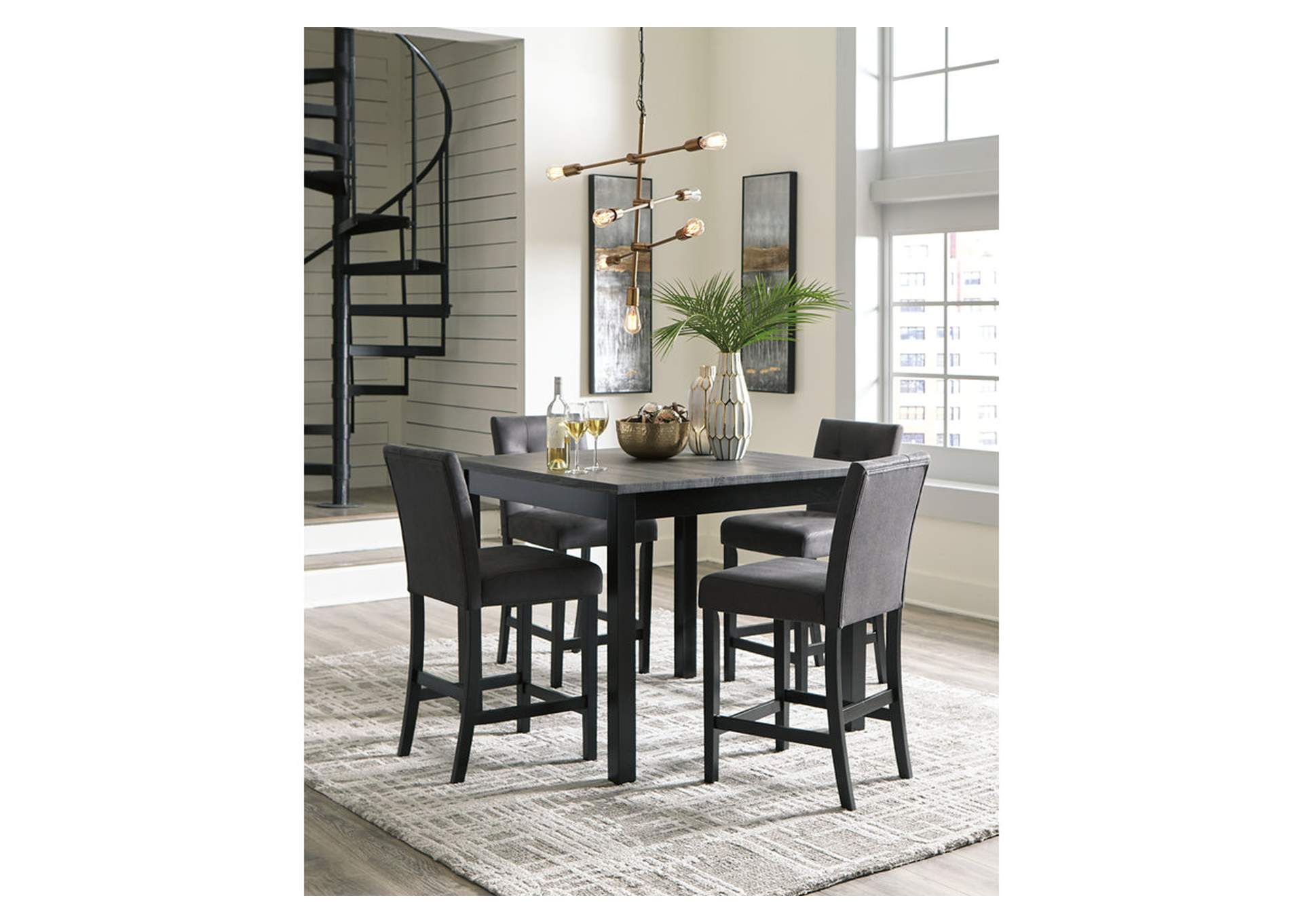 Garvine Counter Height Dining Table and Bar Stools (Set of 5),Signature Design By Ashley