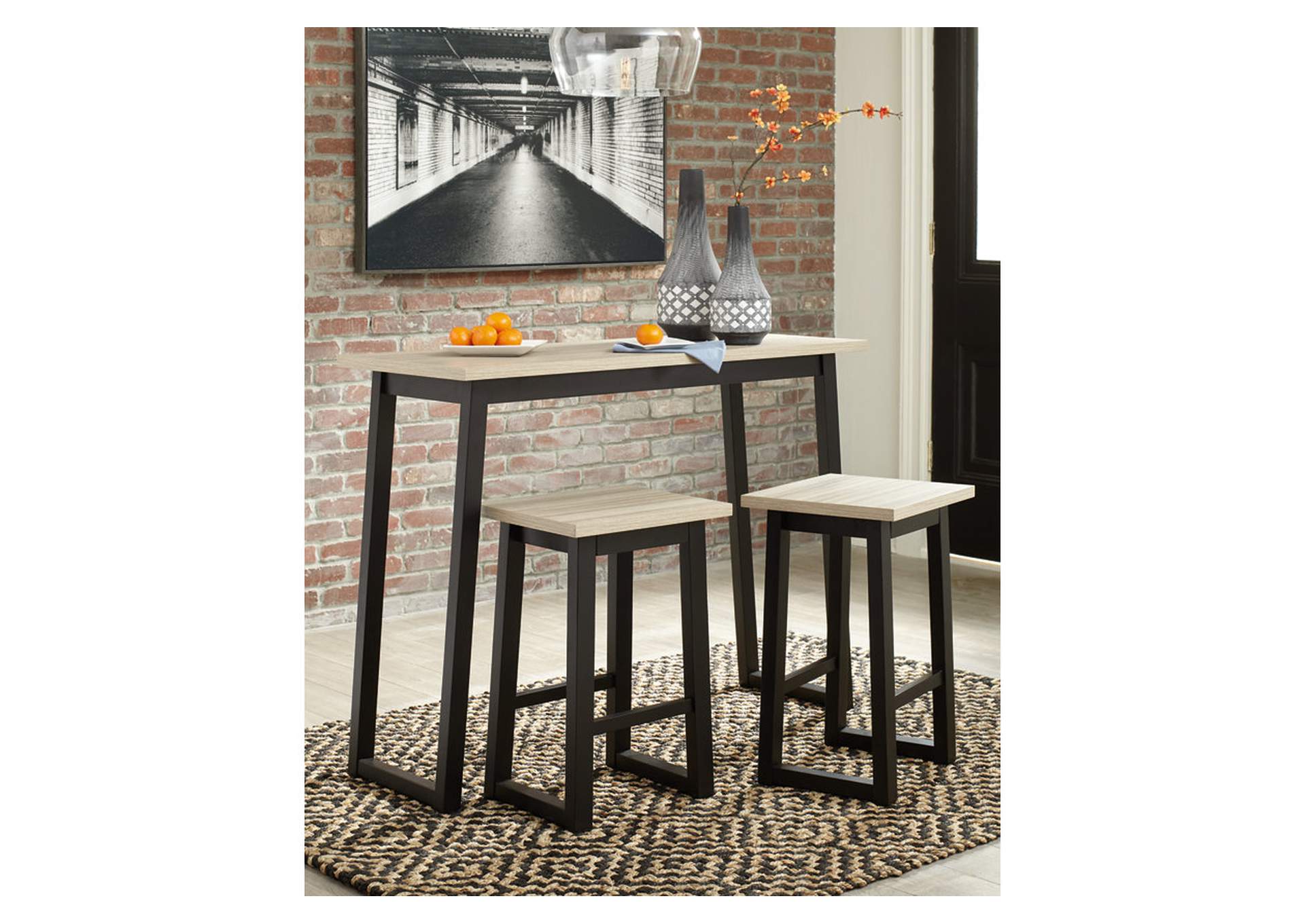 Waylowe Counter Height Dining Table and Bar Stools (Set of 3),Signature Design By Ashley