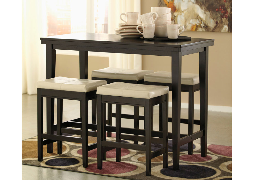 Kimonte Rectangular Counter Height Table w/ 4 Ivory Barstools,ABF Signature Design by Ashley