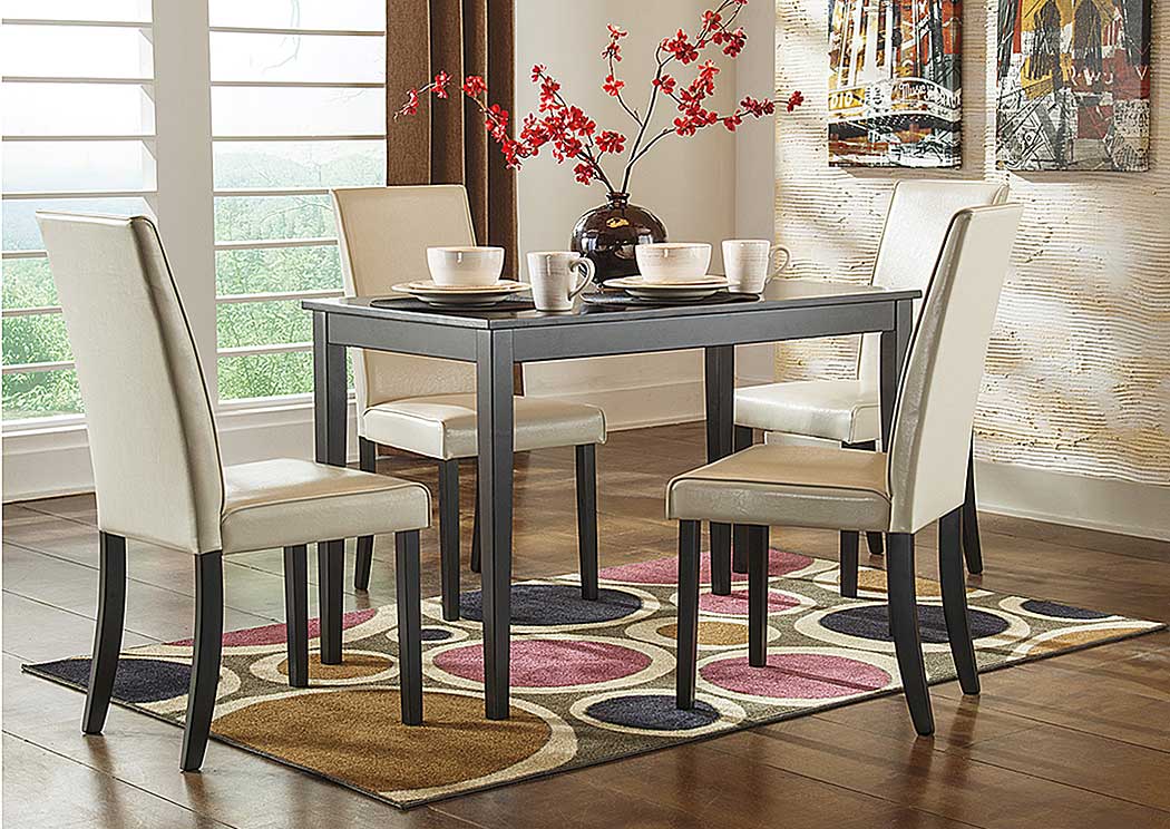 Kimonte Rectangular Dining Table W 4 Ivory Chairs Majek Furniture