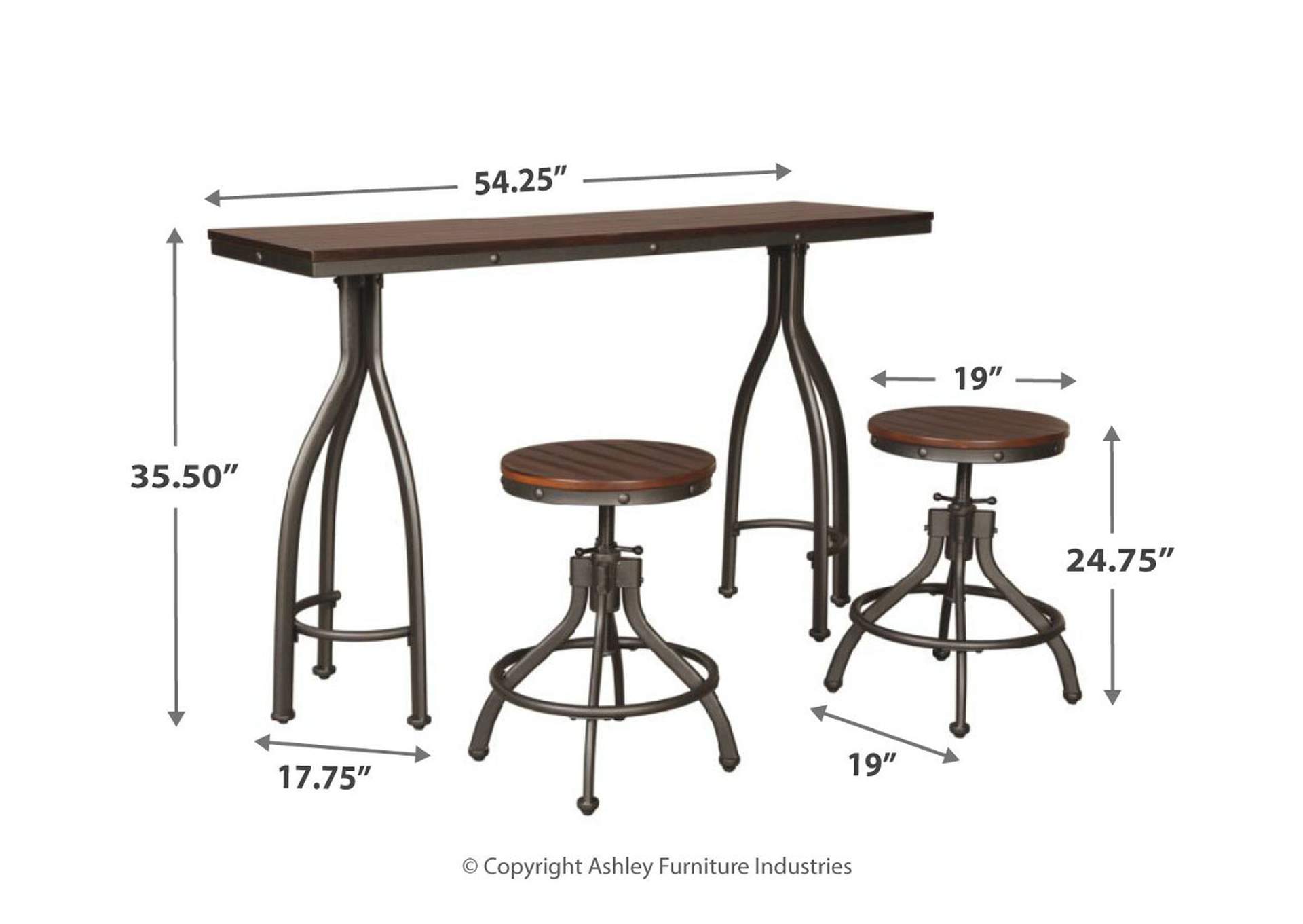 Odium Counter Height Dining Room Table and Bar Stools (Set of 3),Direct To Consumer Express