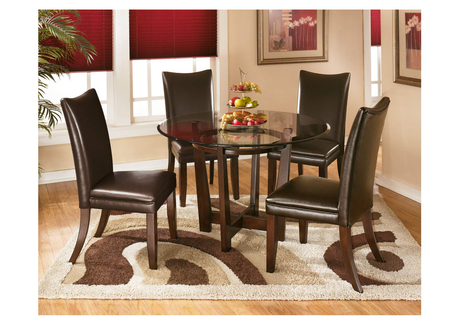 Charell Round Dining Table w/ 4 Brown Side Chairs,ABF Signature Design by Ashley