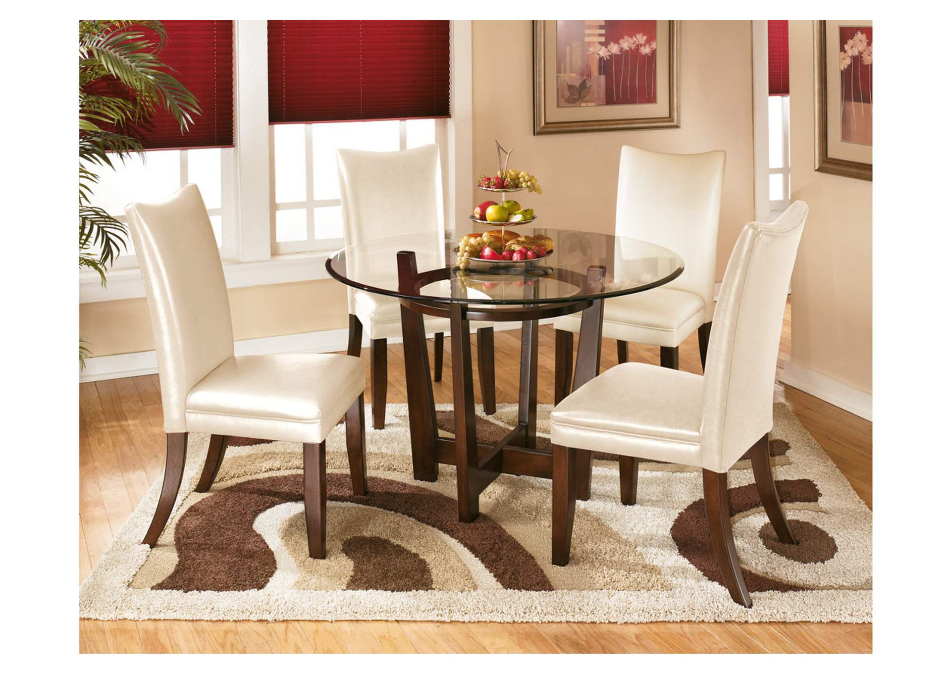 Charell Round Dining Table w/ 4 Ivory Side Chairs,ABF Signature Design by Ashley