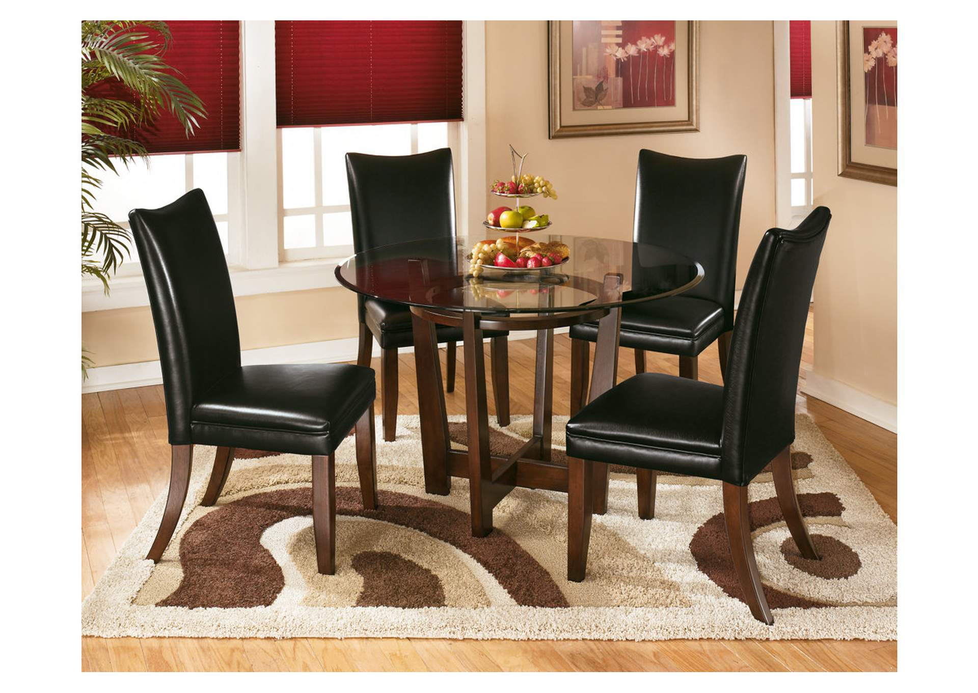 Charell Round Dining Table w/ 4 Black Side Chairs,ABF Signature Design by Ashley