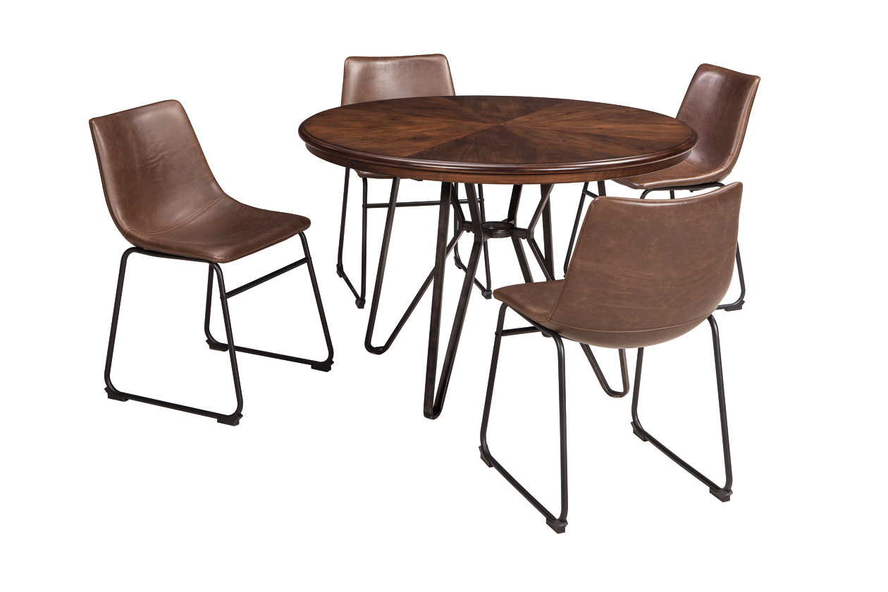Centiar Two Tone Brown Round Dining, Round Wooden Garden Table And Chairs Set Of 4 Upholstered