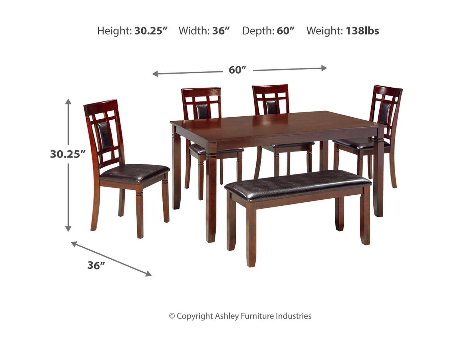 Bennox Dining Table and Chairs with Bench (Set of 6),Signature Design By Ashley