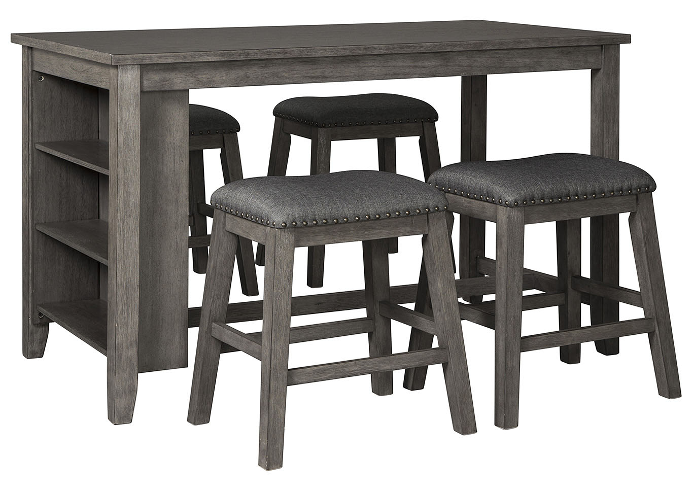 caitbrook dark gray dining set w4 stools ivan smith