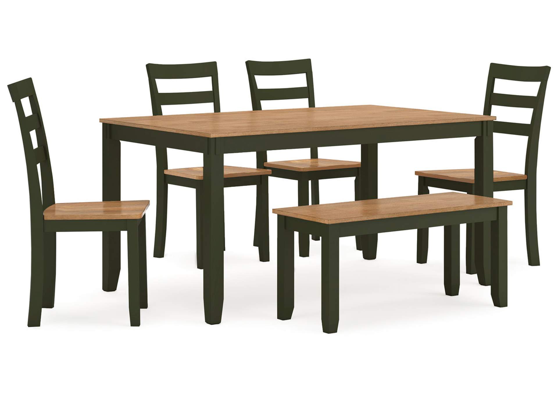 Gesthaven Dining Table with 4 Chairs and Bench (Set of 6),Signature Design By Ashley