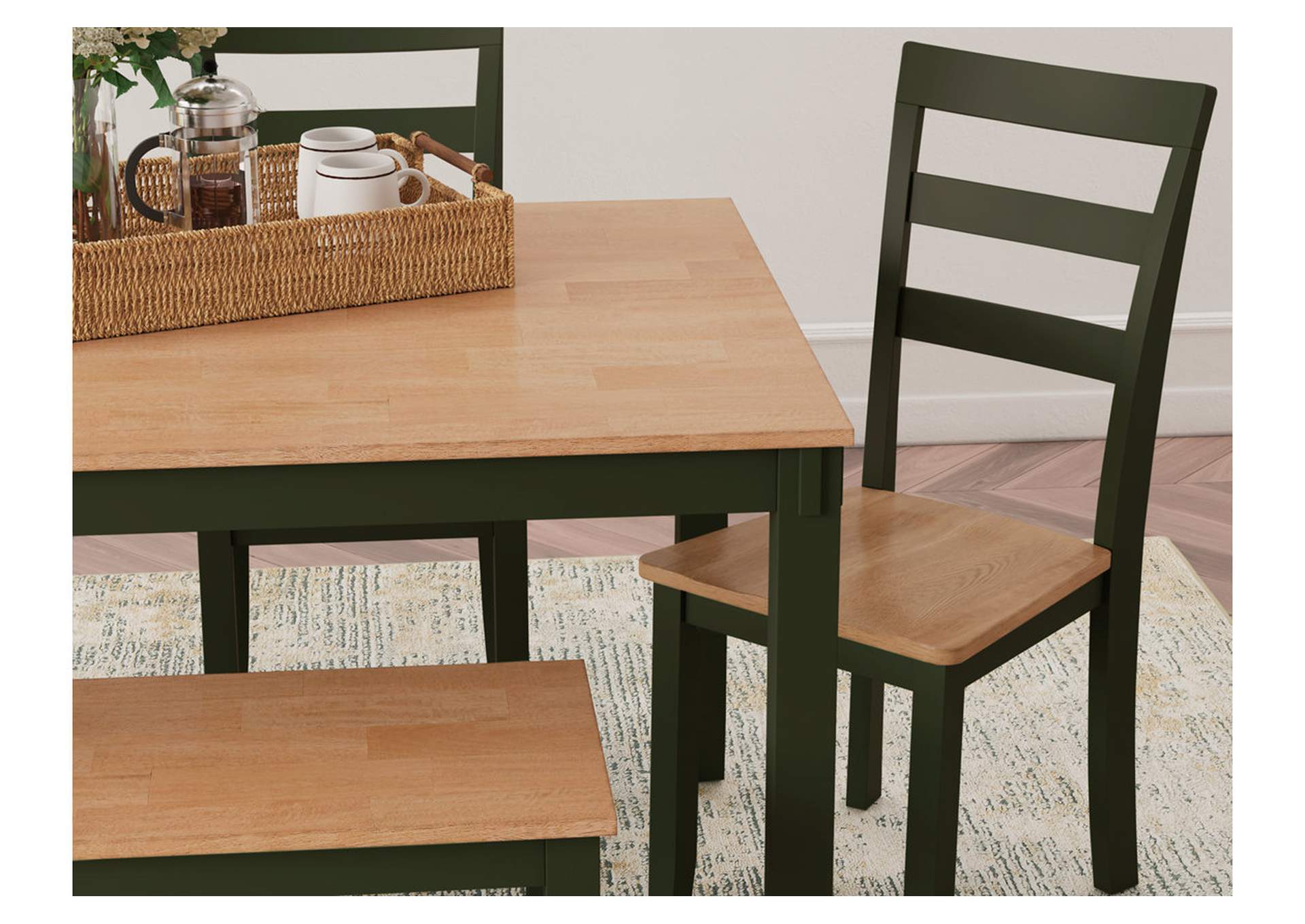 Gesthaven Dining Table with 4 Chairs and Bench (Set of 6),Signature Design By Ashley