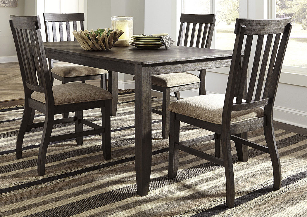 Dresbar Grayish Brown Rectangular Dining Room Table w/4 Side Chairs,ABF Signature Design by Ashley