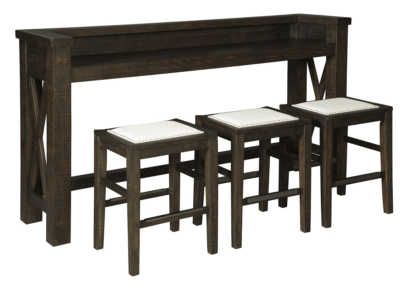 Hallishaw Dark Brown Bar Table W 3 Bar Stool Spiller Furniture Mattress