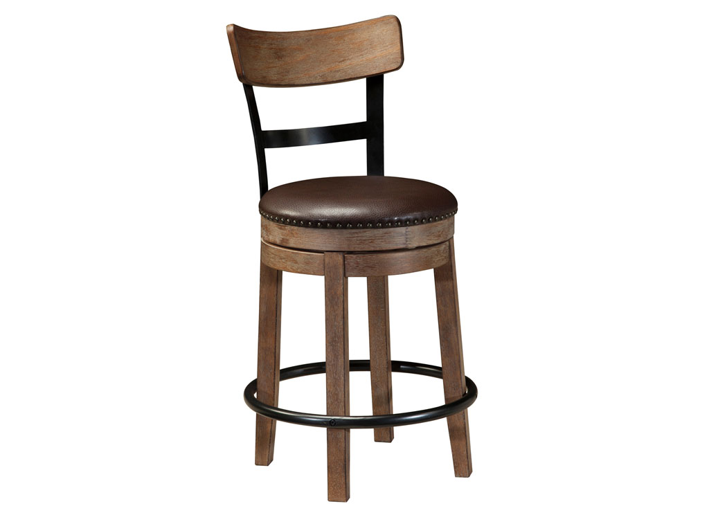 Pinnadel Light Brown Upholstered Swivel Barstool,ABF Signature Design by Ashley