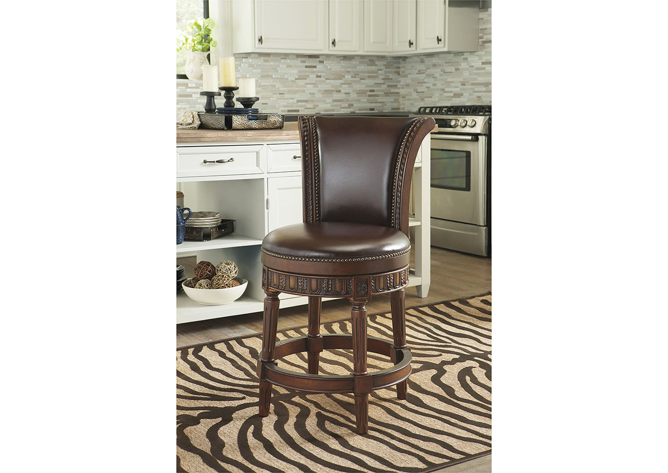 North Shore Dark Brown Upholstered Swivel Barstool,ABF Millennium