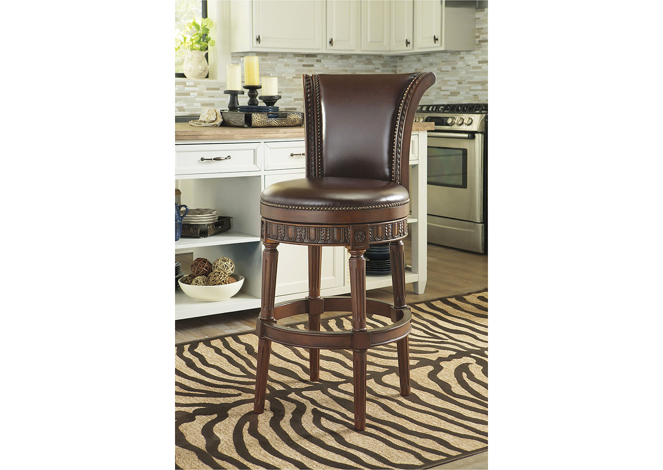 North Shore Dark Brown Tall Upholstered Swivel Barstool,ABF Millennium