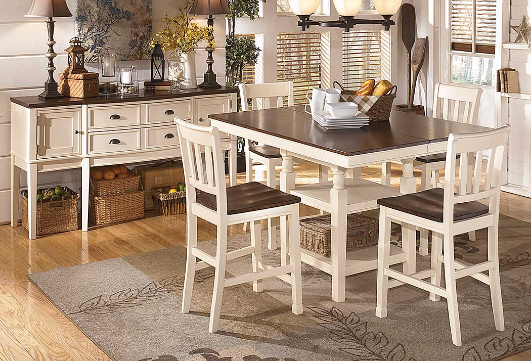 Whitesburg Square Counter Extension Table w/ 4 Stools,ABF Signature Design by Ashley