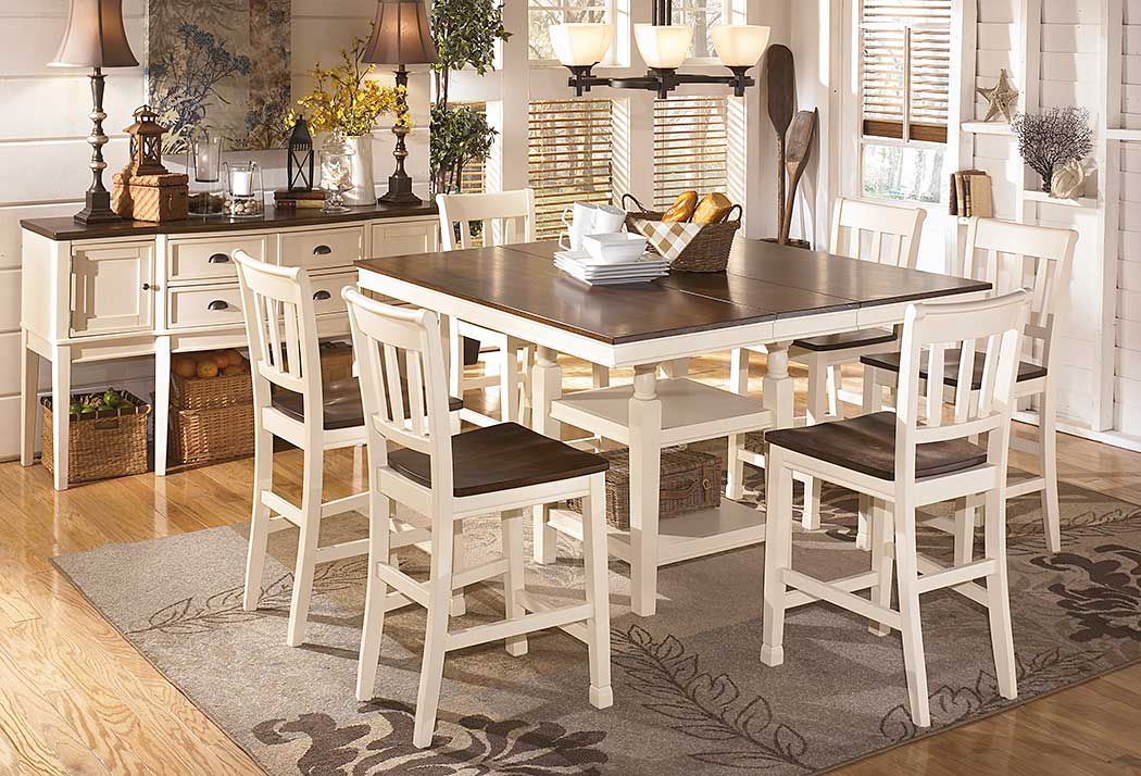 Whitesburg Square Counter Extension Table w/ 6 Stools,ABF Signature Design by Ashley