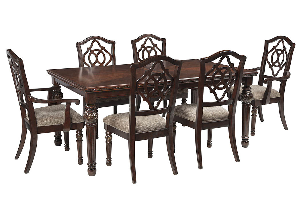 Leahlyn Reddish Brown Rectangular Dining Room Extension Table w/ 4 Side Chairs,ABF Signature Design by Ashley