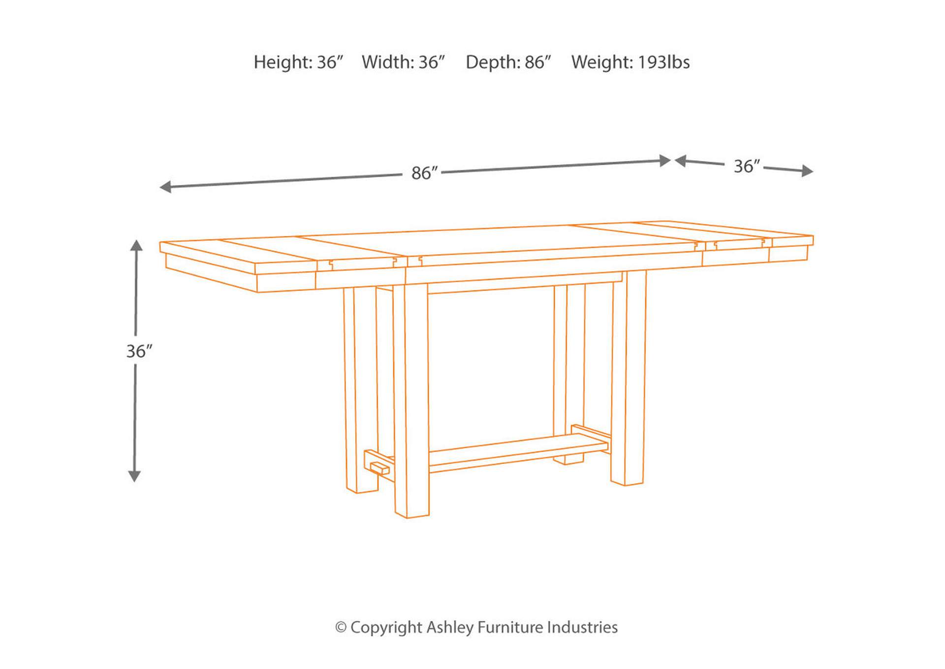 Moriville Counter Height Dining Extension Table,Signature Design By Ashley