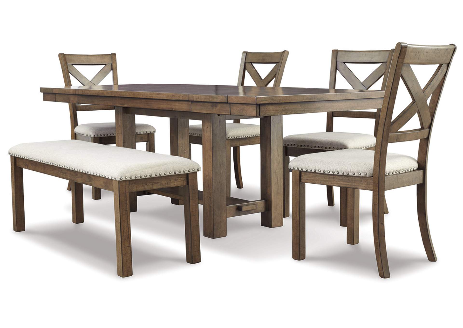 Moriville Dining Table and 4 Chairs and Bench,Signature Design By Ashley