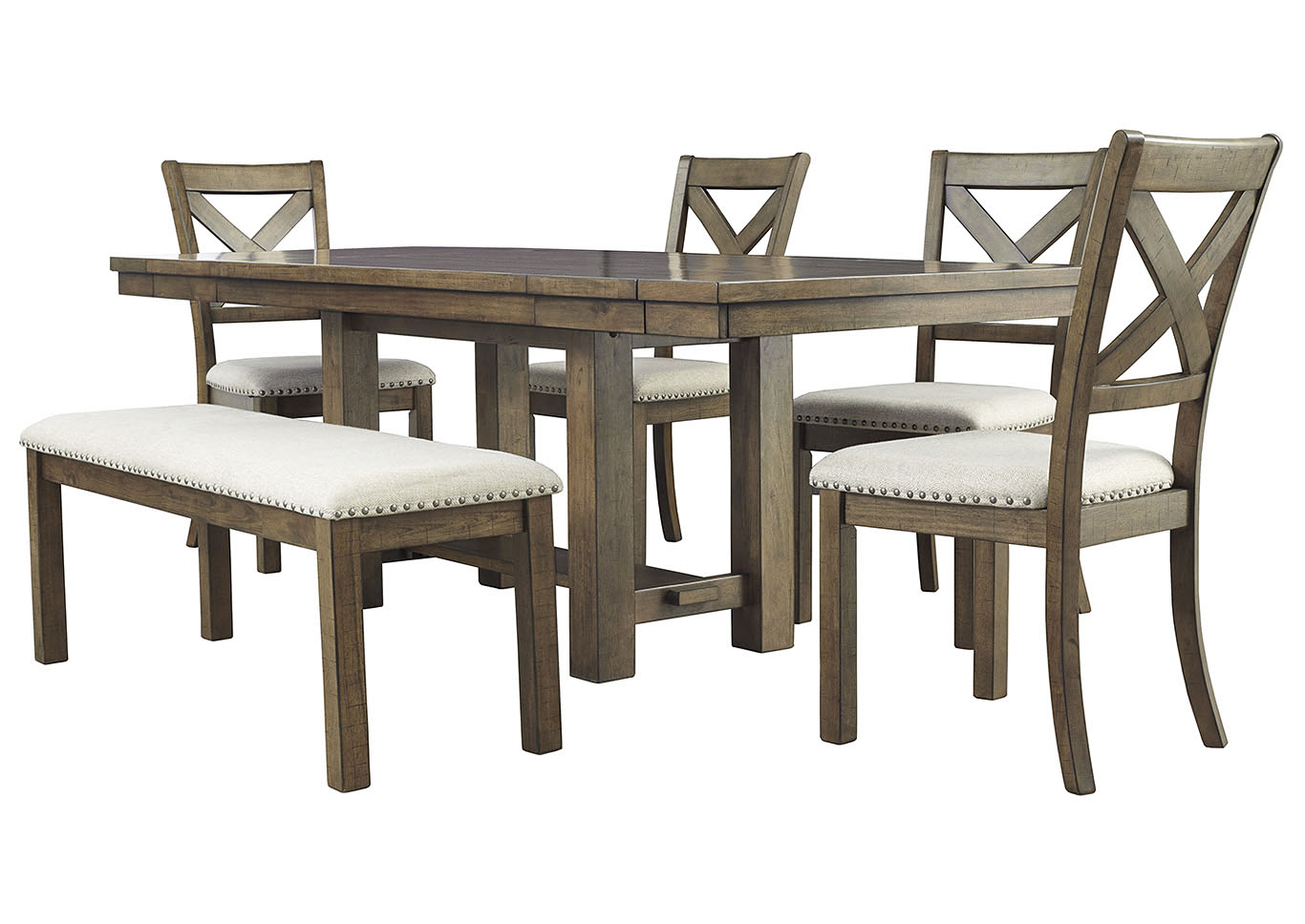 Moriville Beige Dining Table W 4 Side, Beige Dining Table