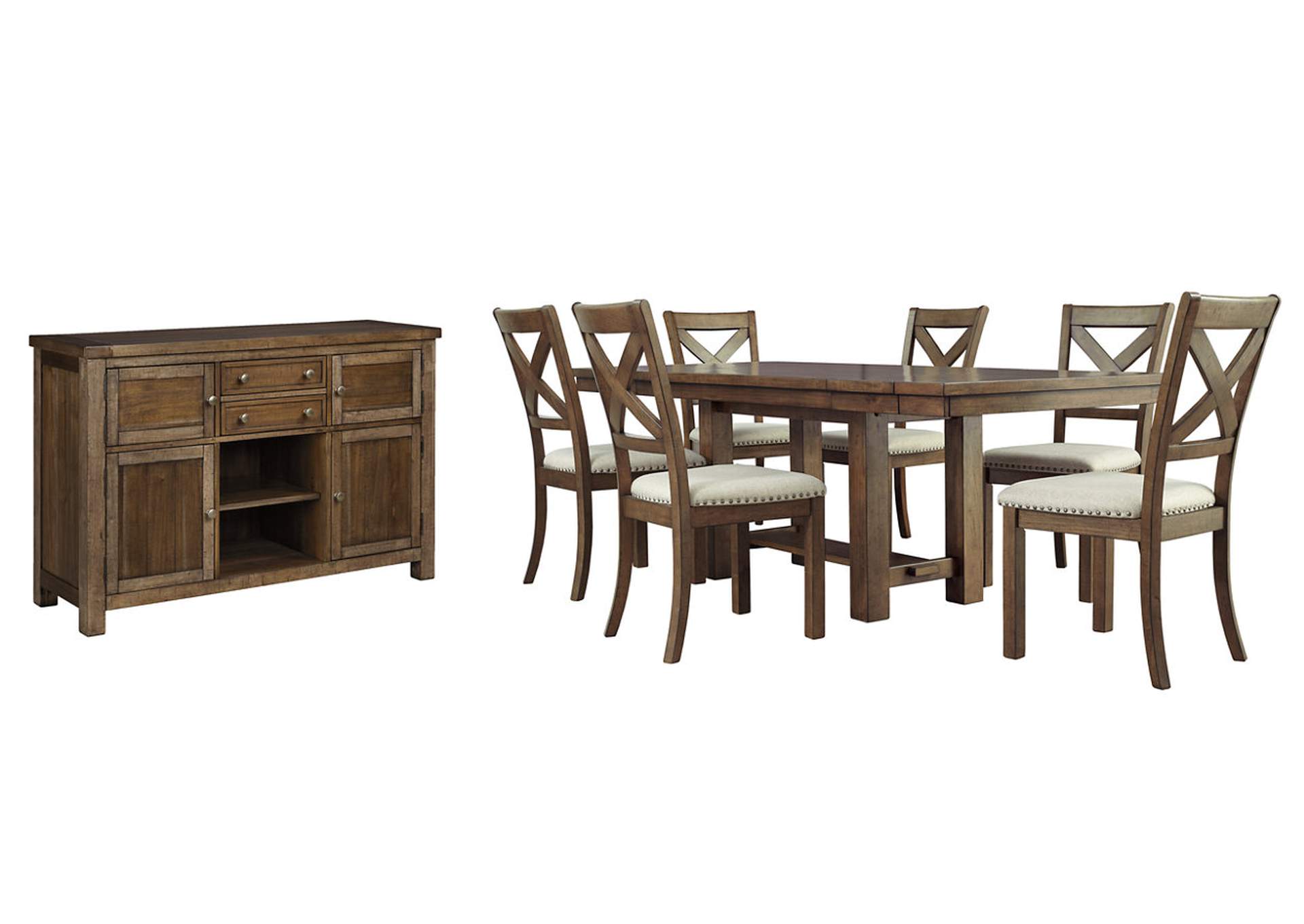 Moriville Dining Table and 6 Chairs with Storage,Signature Design By Ashley
