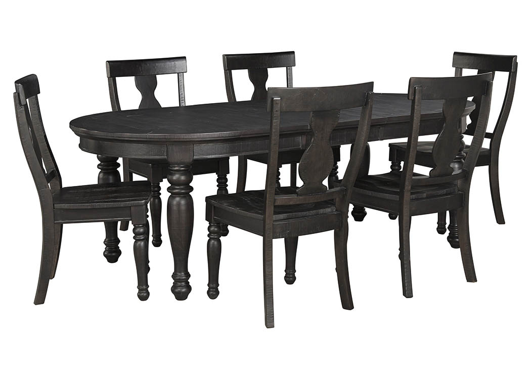 Sharlowe Charcoal Oval Dining Room Extension Table w/6 Side Chairs,ABF Signature Design by Ashley