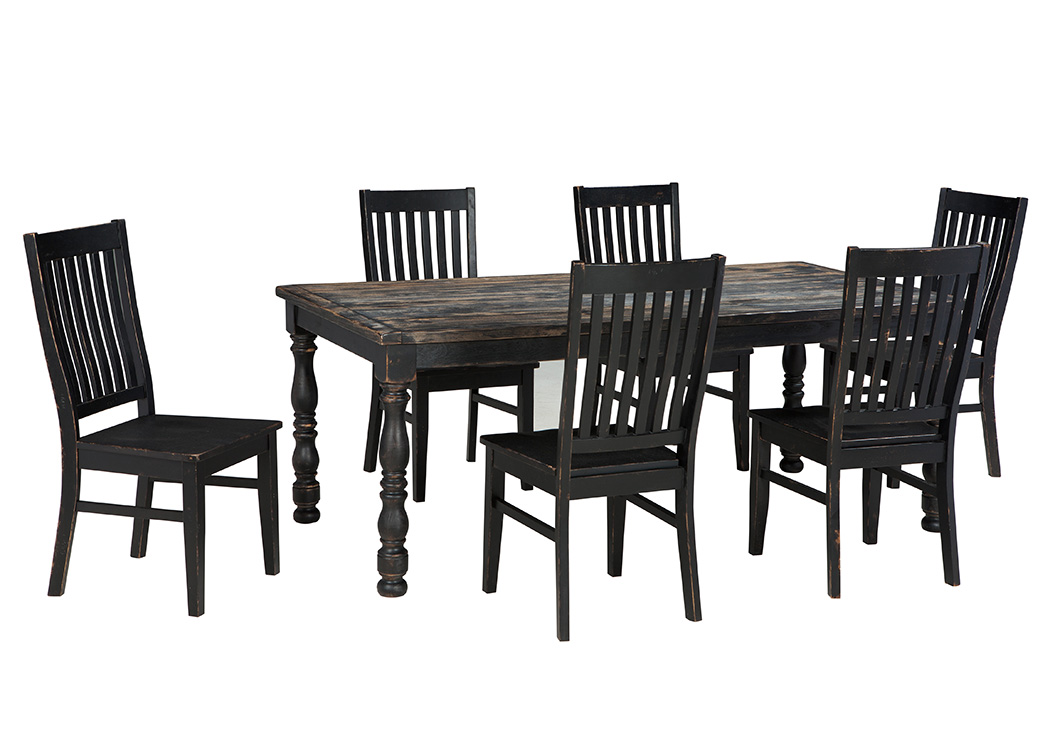 Clayco Bay Black/Gray Rectangular Dining Room Table w/6 Side Chairs,ABF Signature Design by Ashley