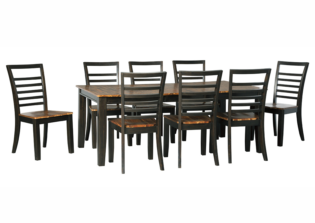 Quinley Two-Tone Brown Rectangular Dining Room Butterfly Extension Table w/8 Side Chairs,ABF Signature Design by Ashley