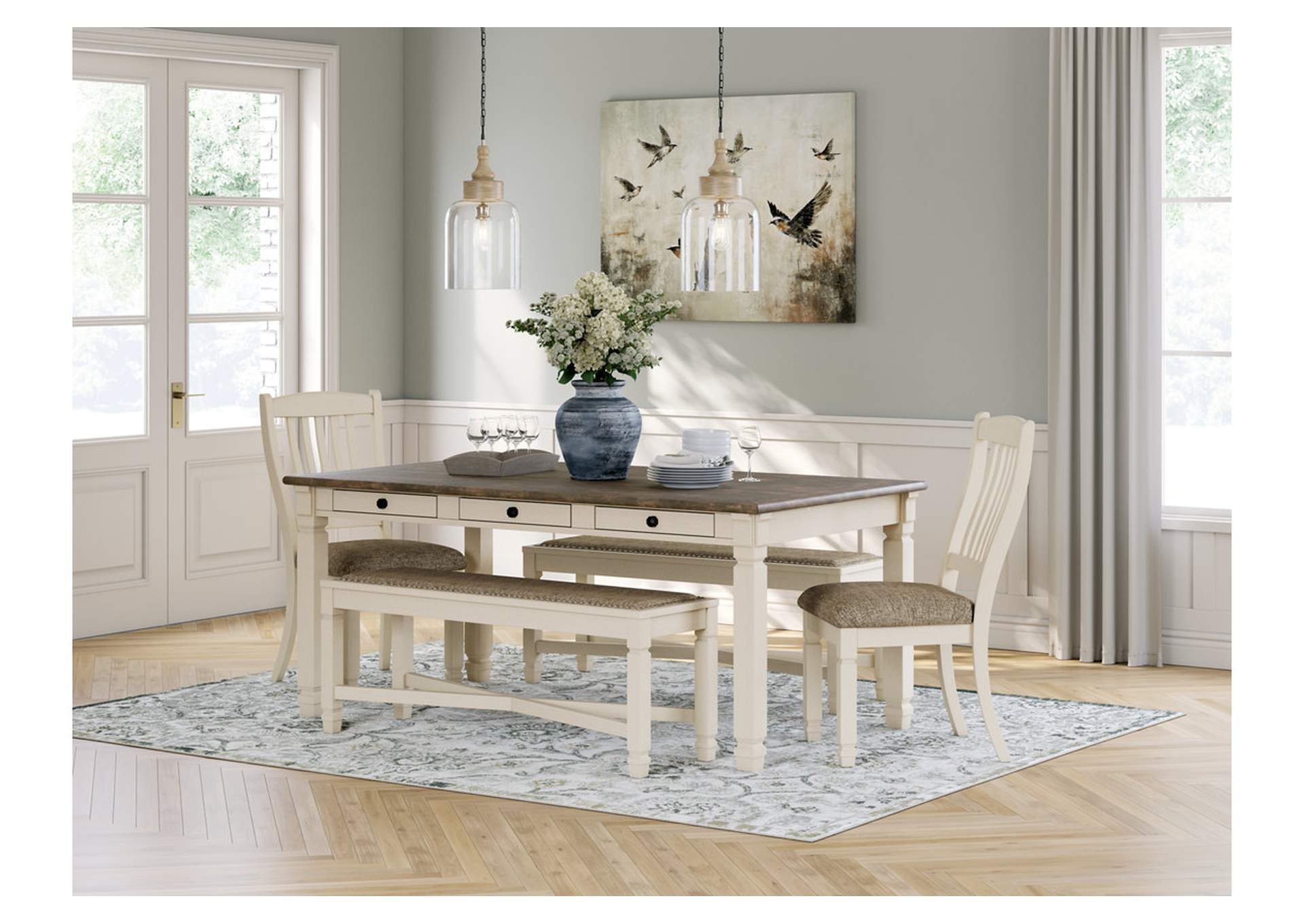 Bolanburg Dining Table with 2 Chairs and 2 Benches,Signature Design By Ashley