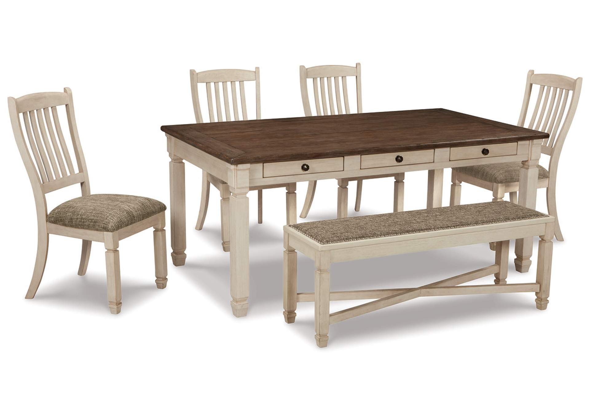 Bolanburg Dining Table and 4 Chairs and Bench,Signature Design By Ashley