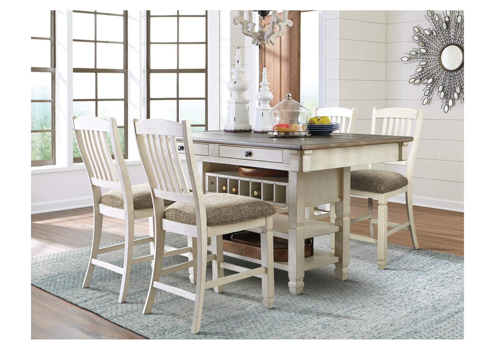 Bolanburg Counter Height Dining Table with 4 Barstools,Signature Design By Ashley