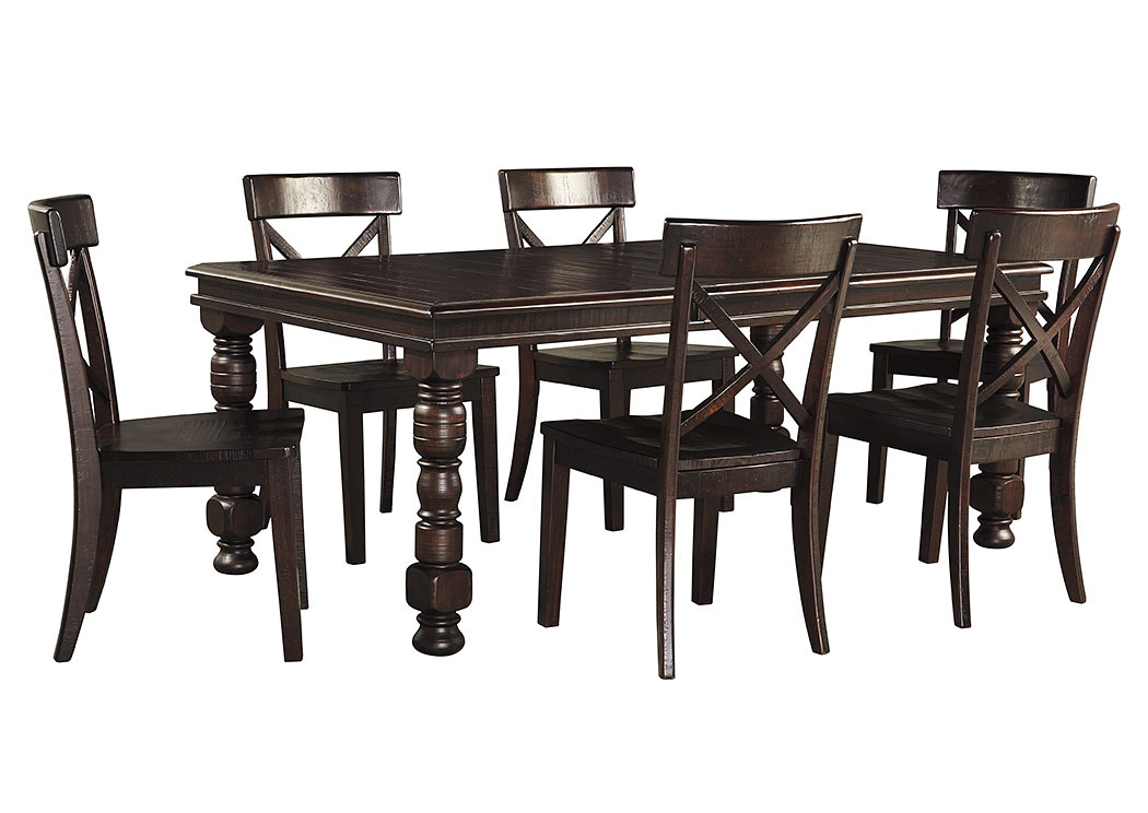 Gerlane Dark Brown Rectangular Dining Room Extension Table w/ 6 Side Chairs,ABF Signature Design by Ashley