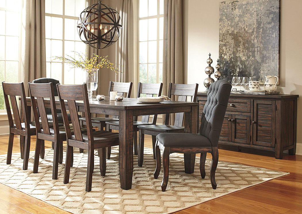 Trudell Golden Brown Rectangular Dining Room Extension Table w/ 2 Upholstered Side Chairs and 6 Side Chairs,ABF Signature Design by Ashley