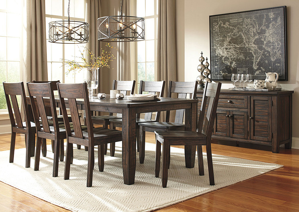 Trudell Golden Brown Rectangular Dining Room Extension Table w/ 8 Side Chairs,ABF Signature Design by Ashley