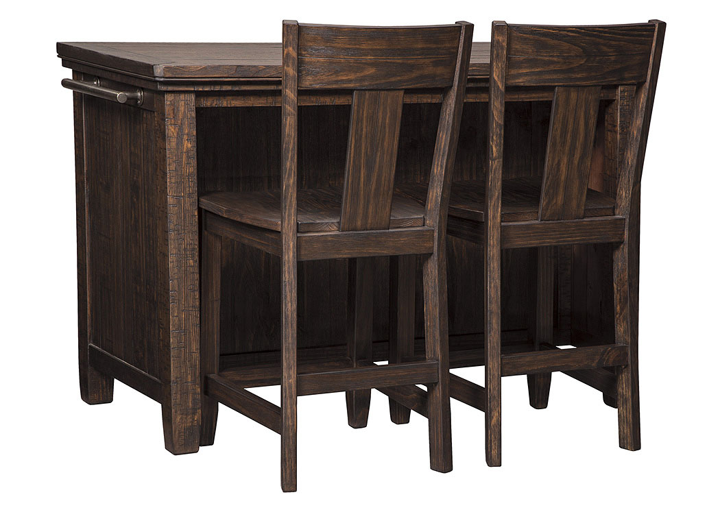 Trudell Dark Brown Rectangular Counter Table w/Storage and 2 Barstool,ABF Signature Design by Ashley