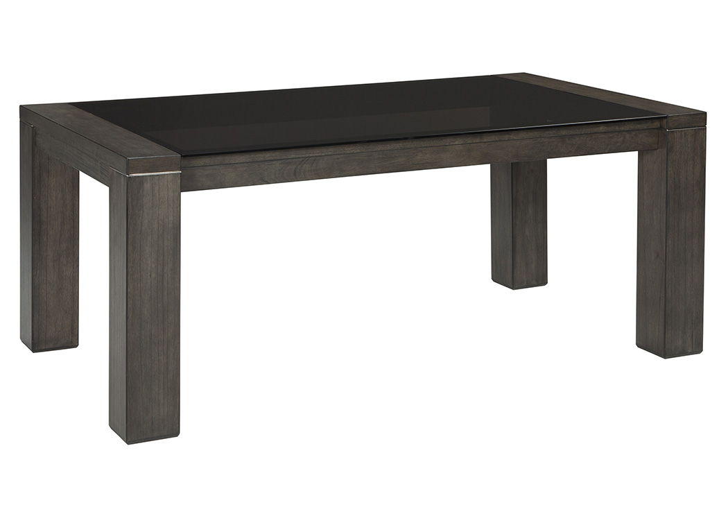 Chansey Dark Gray Rectangular Dining Room Table w/Glass Top,ABF Signature Design by Ashley