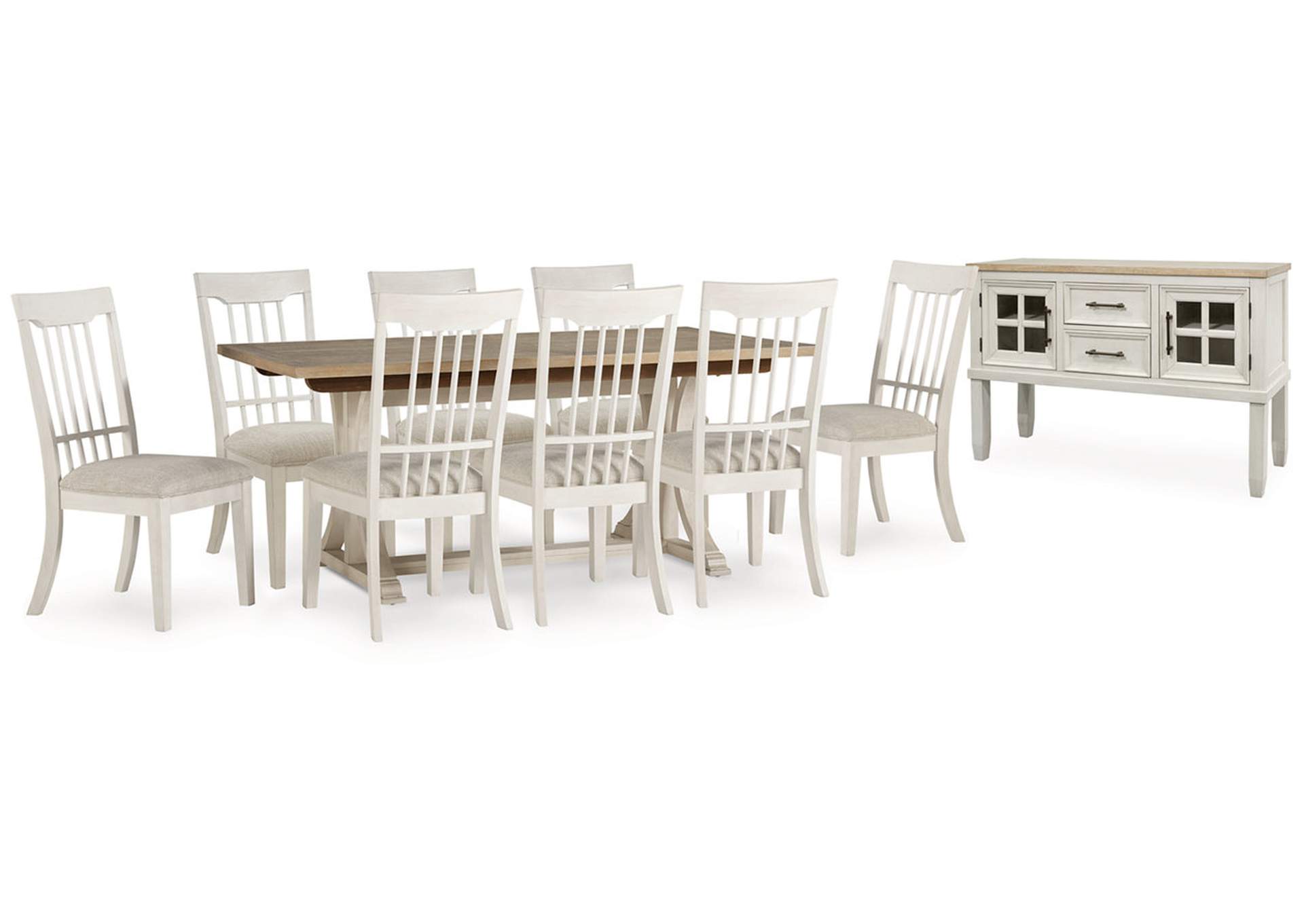 Shaybrock Dining Table and 8 Chairs with Storage,Benchcraft