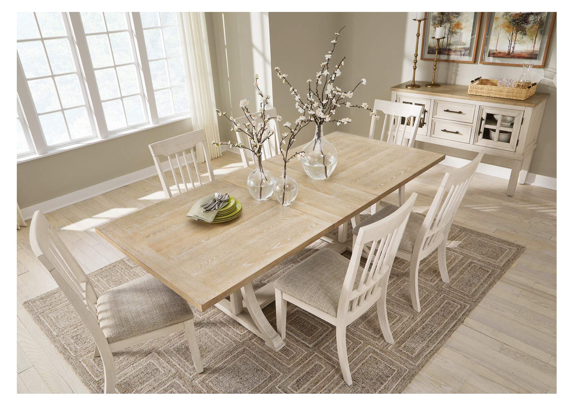 Shaybrock Dining Table and 6 Chairs with Storage,Benchcraft