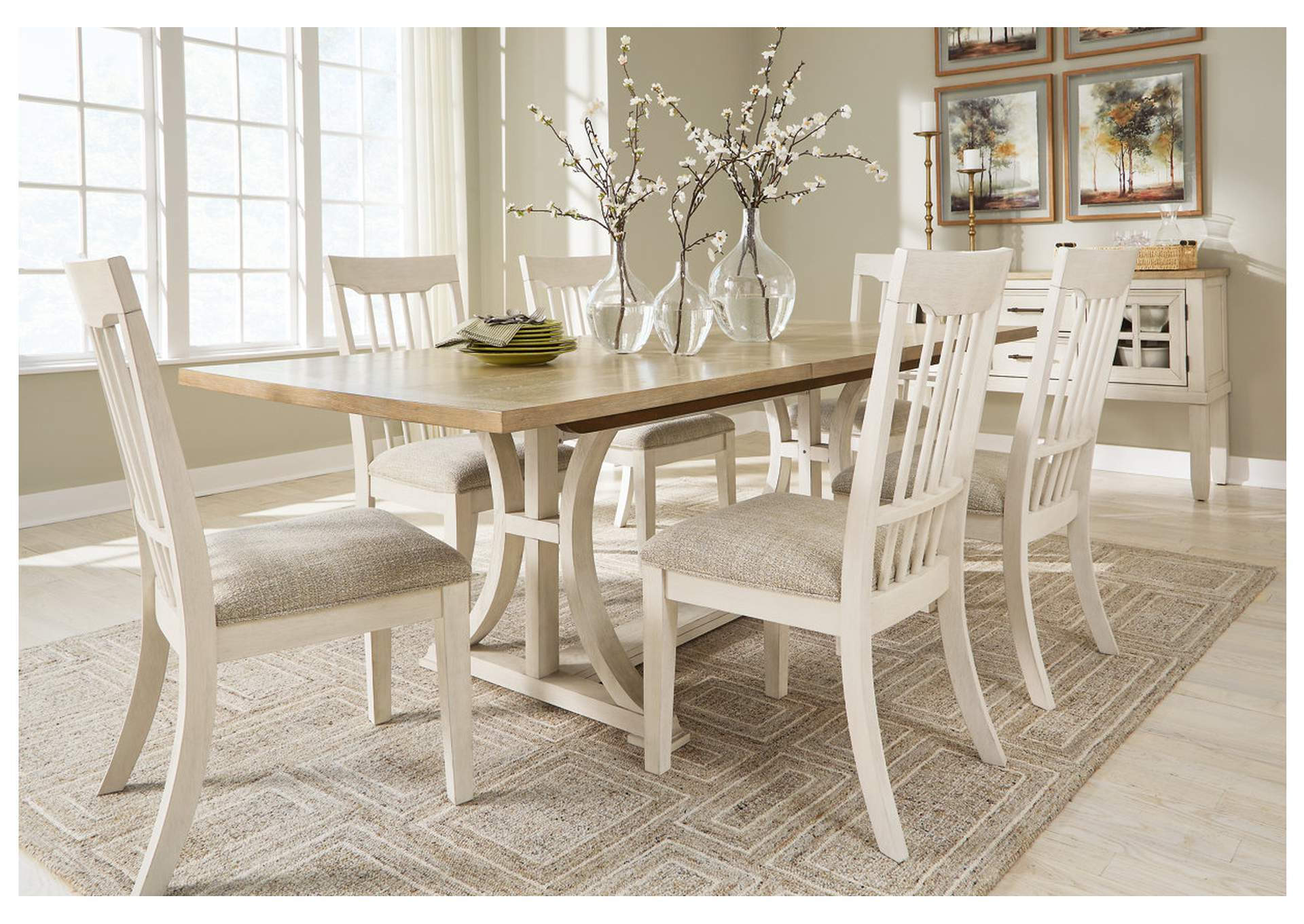 Shaybrock Dining Table and 6 Chairs with Storage,Benchcraft