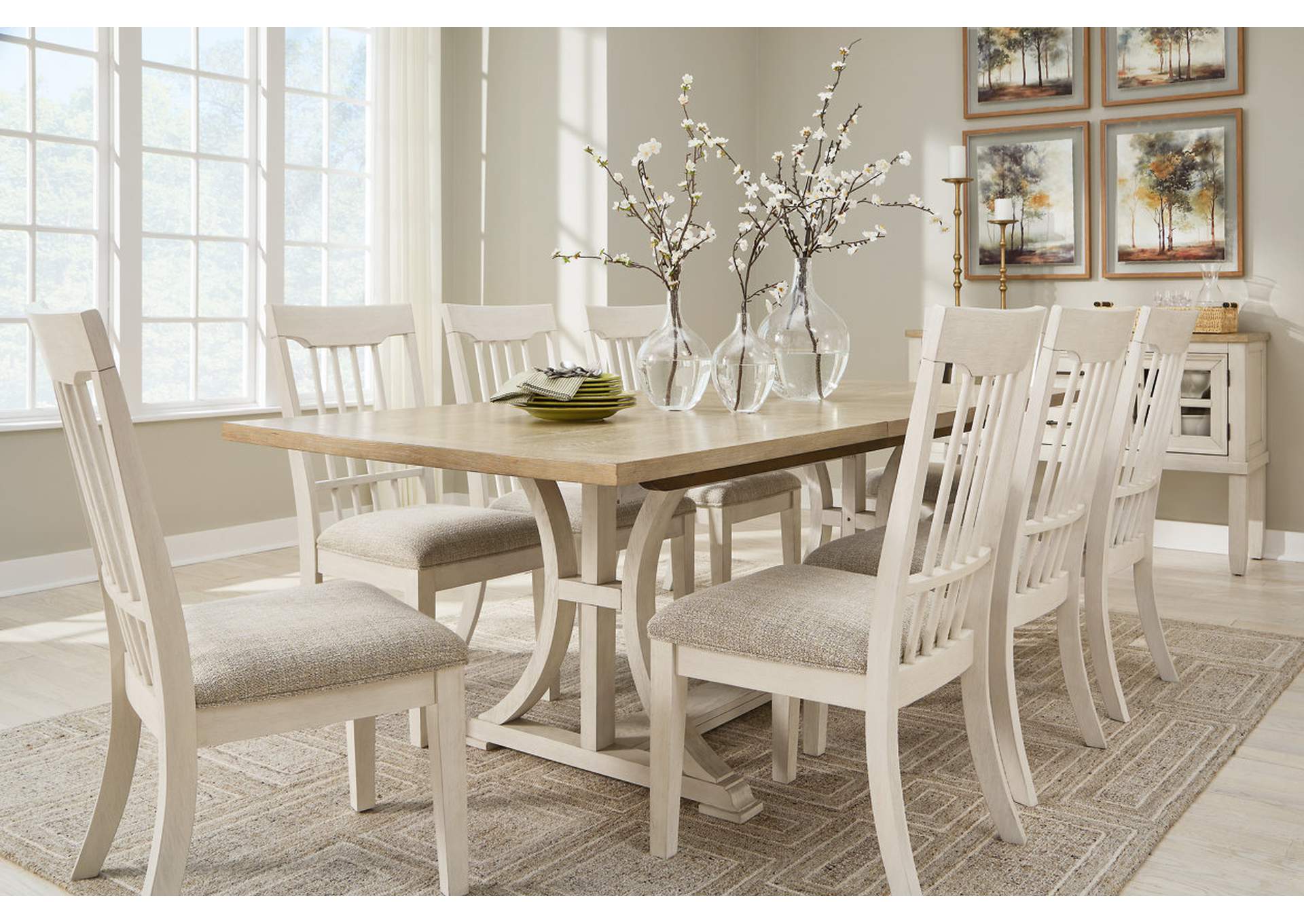 Shaybrock Dining Table and 8 Chairs with Storage,Benchcraft