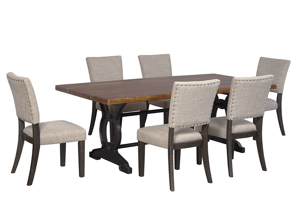 Zurani Brown/Black Rectangular Dining Room Table w/6 Upholstered Side Chairs,ABF Signature Design by Ashley