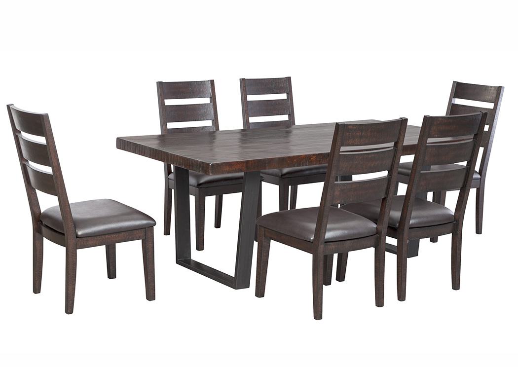 Parlone Dark Brown Rectangular Dining Room Table w/6 Upholstered Side Chairs,ABF Signature Design by Ashley