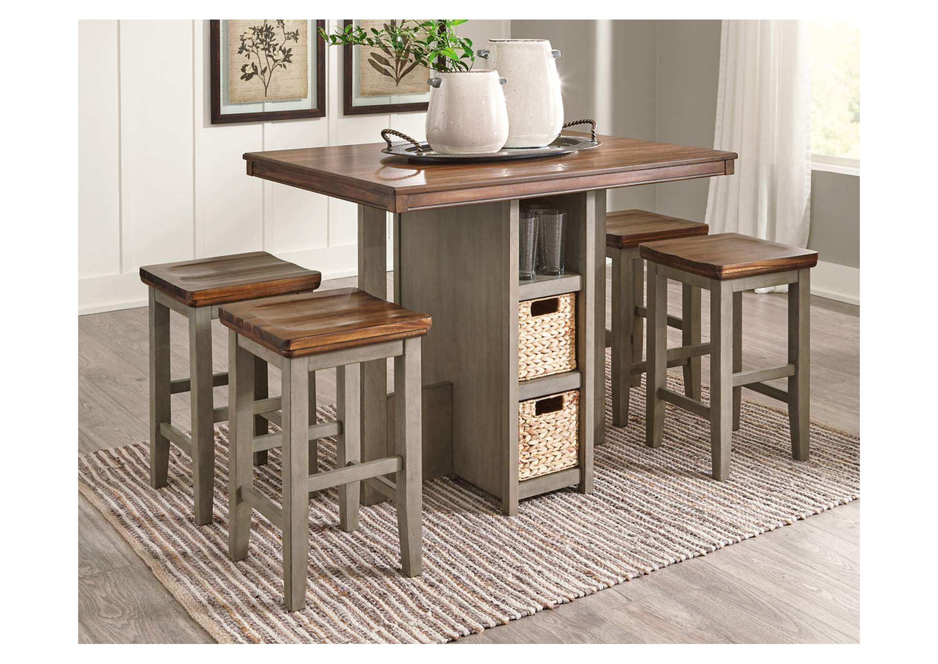 Lettner Counter Height Dining Table and Bar Stools (Set of 5),Signature Design By Ashley