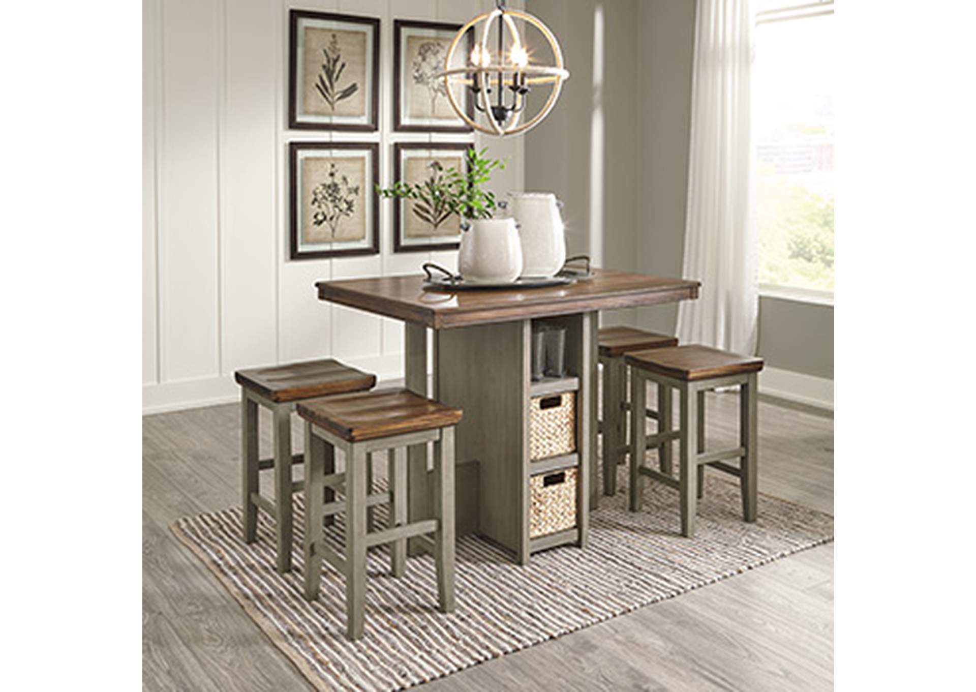 Lettner Counter Height Dining Table and Bar Stools (Set of 5),Signature Design By Ashley