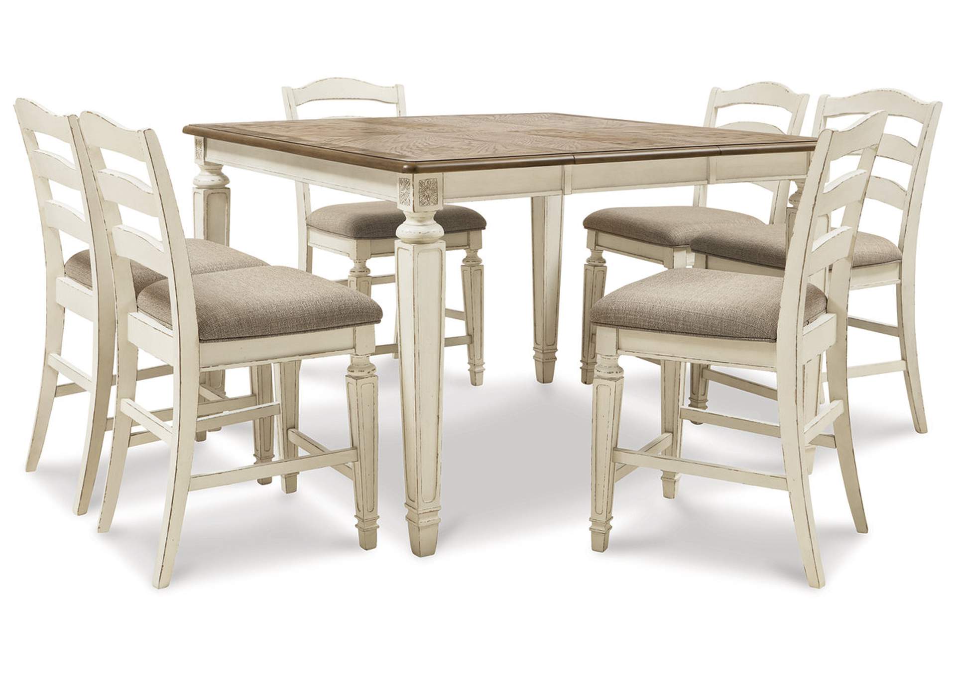 realyn counter height dining table and 3 barstools